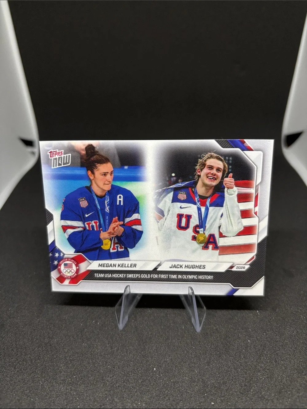 Topps USA Hockey Card Megan Keller/Jack Hughes